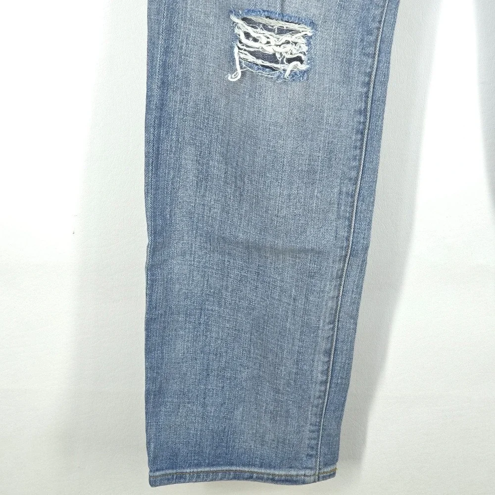 J Crew Distressed Jeans Women's 27 (Fit 30x30) Light Wash Stretch Denim Whiskers